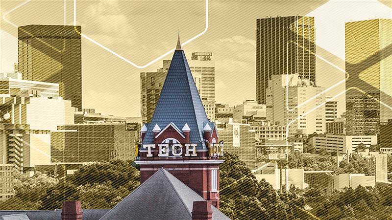 GT campus with Atlanta skyline